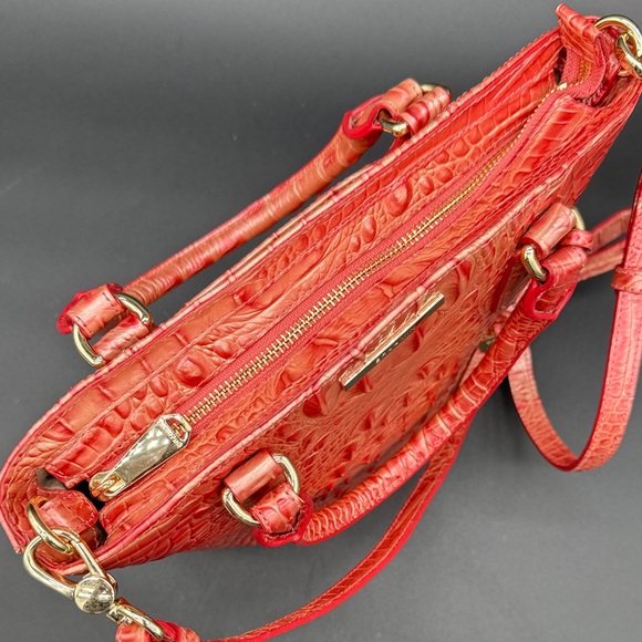 Brahmin Metallic Coral Pink Embossed Shoulder Bag - Picture 9 of 11